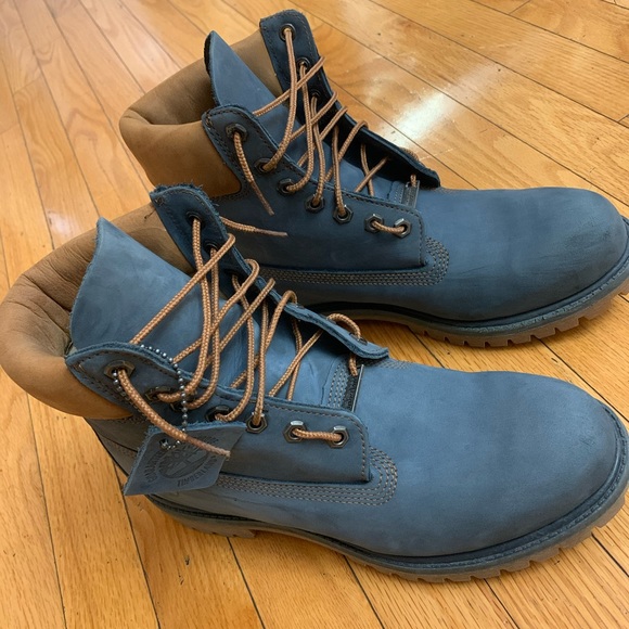 Timberland 6 Inch Premium Nubuck Boot Navy - Picture 3 of 5